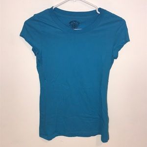 Wound Up teal short sleeve shirt for women
